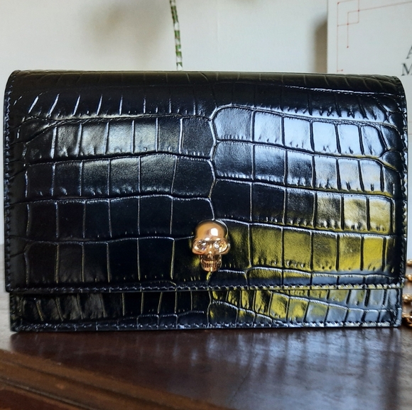 Alexander McQueen Black and Gold Crossbody Bag